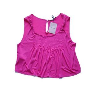 MIU MIU by PRADA Fuchsia PINK Gathered  CROP Tank TOP Fuxia SILK Modal SHIRT XS